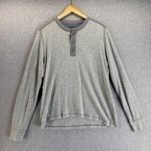 LL Bean Signature Gray Long‎ Sleeve Henley Shirt Slim Fit Casual Mens Large